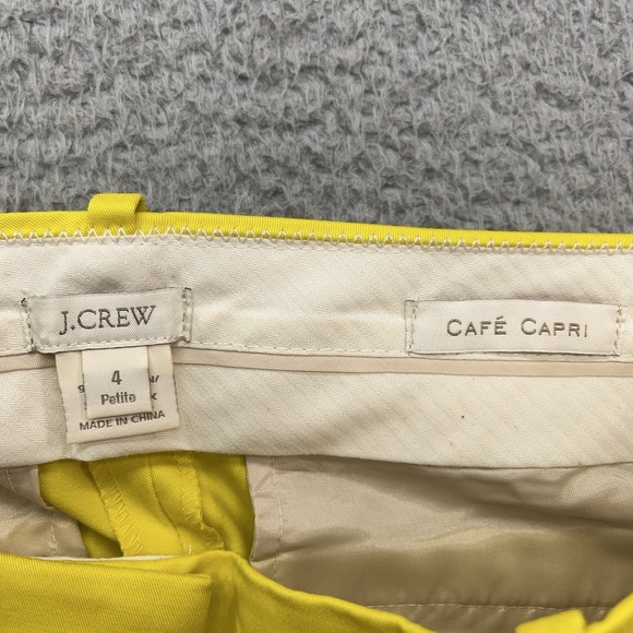 J Crew Cafe Capri Pants Lot of 2 Womens 4 Yellow & Green Stretch Chino Belt Loop - Picture 7 of 16
